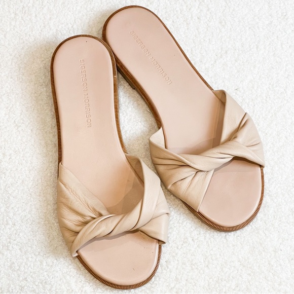 SIGERSON MORRISON calfskin knotted leather Easter sandals nude - Picture 3 of 7